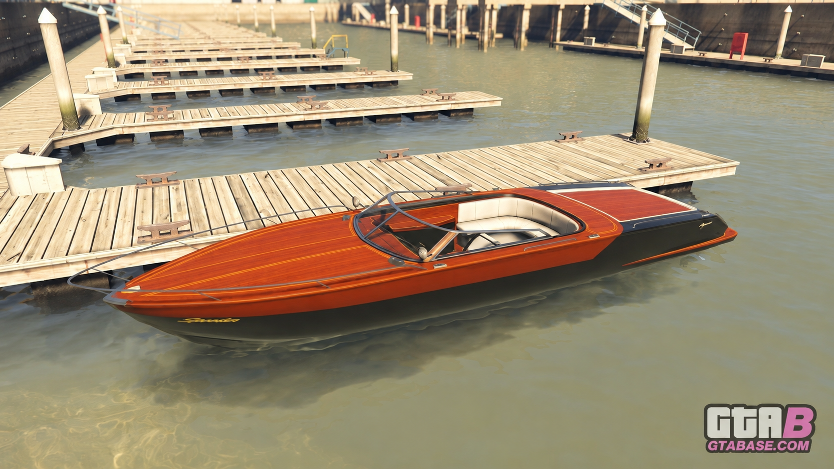 KI-bearbeiteter GTA-V-/GTA-Online-Modellvergleich: Pegassi Speeder; kein GTA-VI-Screenshot