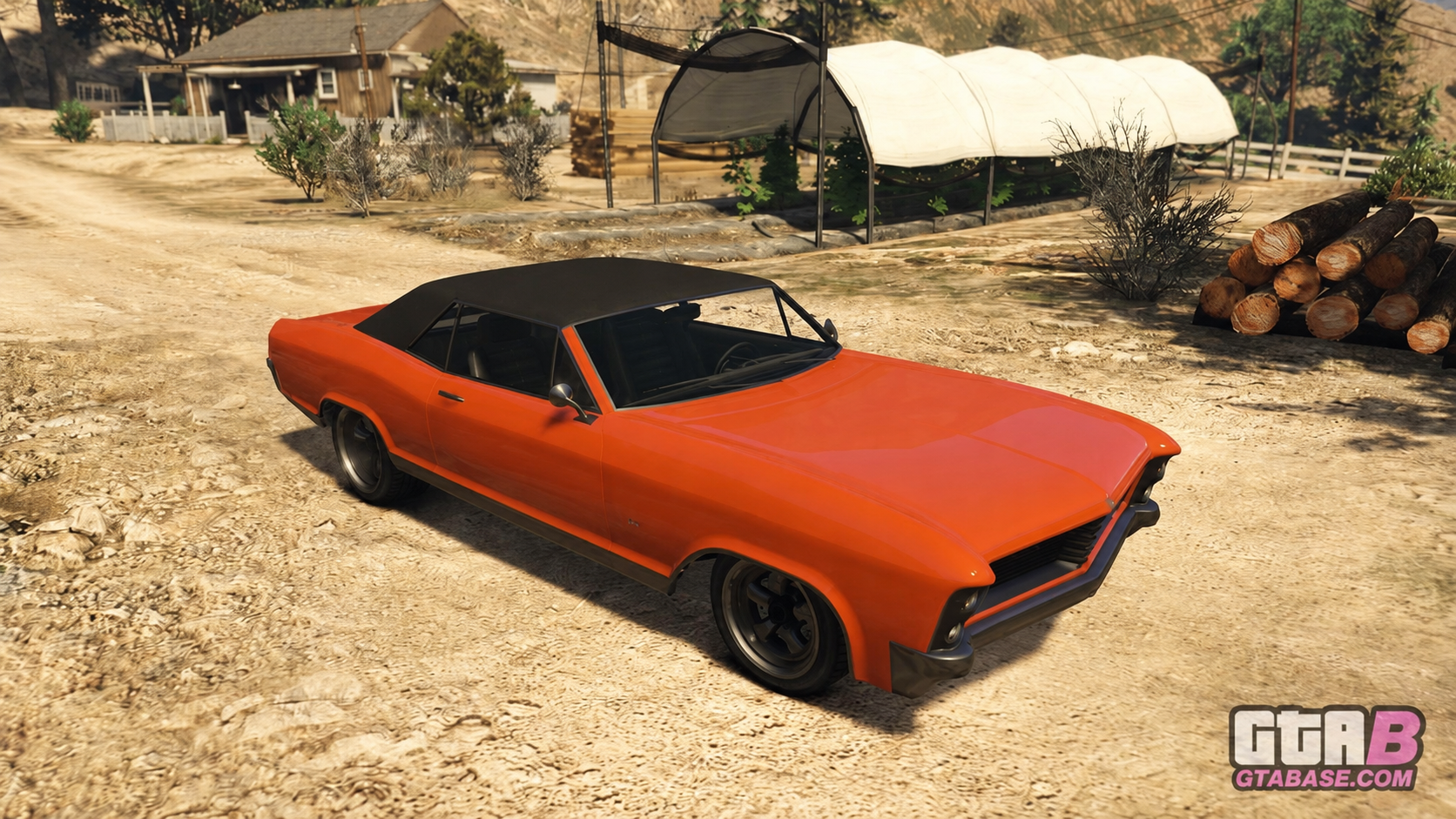 KI-bearbeiteter GTA-V-/GTA-Online-Modellvergleich: Albany Buccaneer; kein GTA-VI-Screenshot