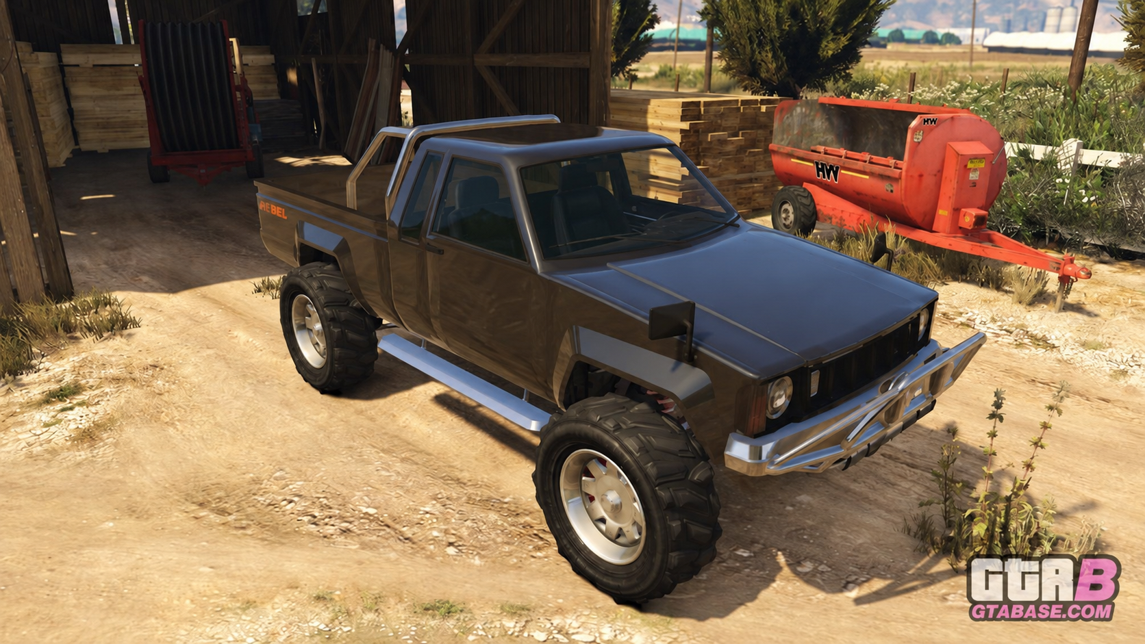 KI-bearbeiteter GTA-V-/GTA-Online-Modellvergleich: Karin Rebel; kein GTA-VI-Screenshot