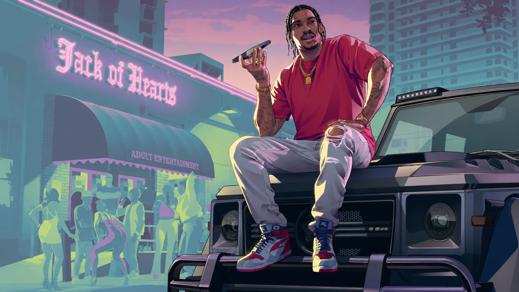KI-bearbeitete GTA-VI-Szene zum Eintrag Benefactor Dubsta