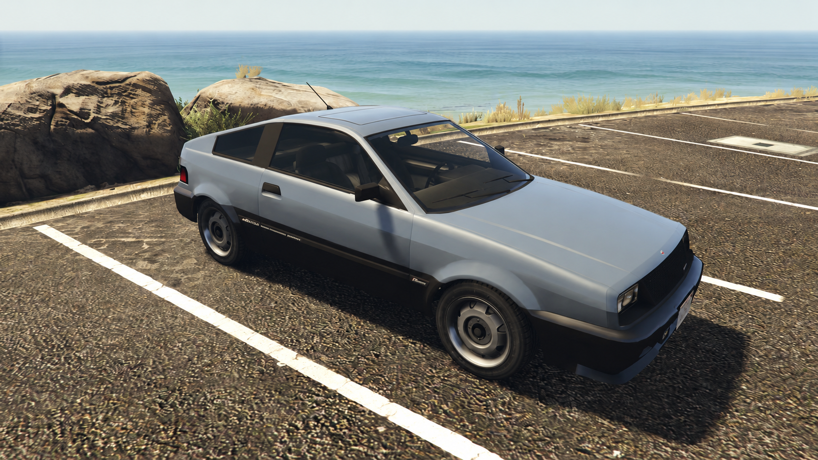 KI-bearbeiteter GTA-V-/GTA-Online-Modellvergleich: Dinka Blista Compact; kein GTA-VI-Screenshot