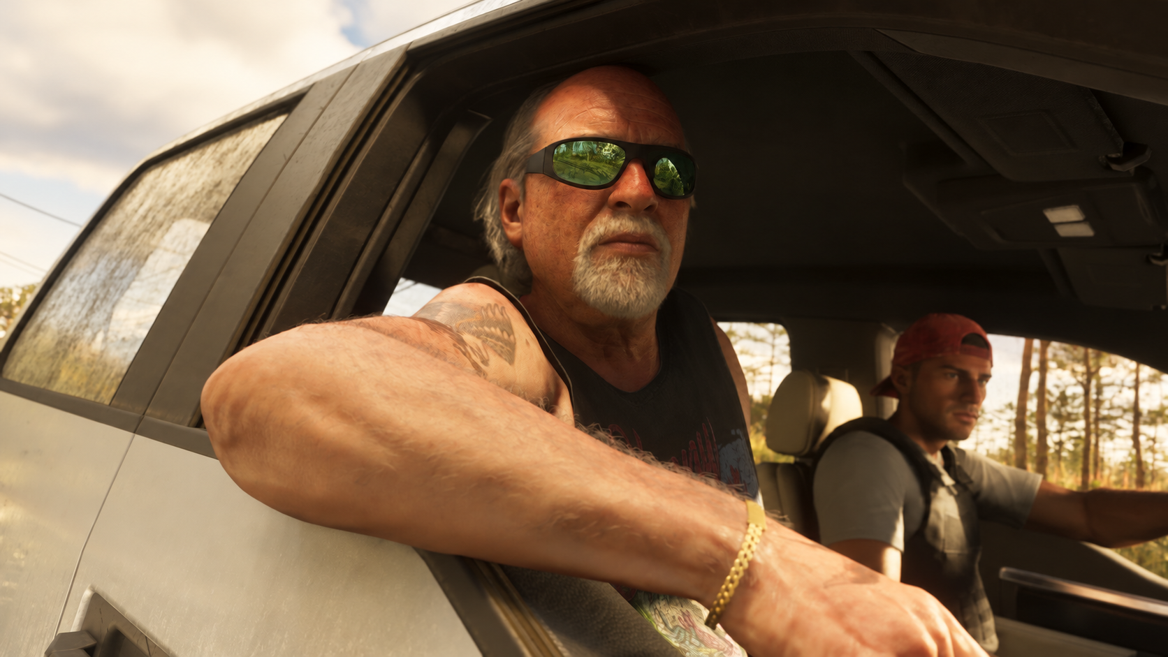 KI-bearbeitete GTA-VI-Szene zum Eintrag Vapid Caracara 4x4